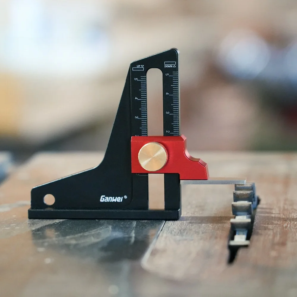Medidor de altura para carpinter&iacute;a - Medidor de profundidad de aleaci&oacute;n de aluminio - Herramienta de medici&oacute;n ajustable para mesa de sierra de banco de trabajo y mesas de enrutador