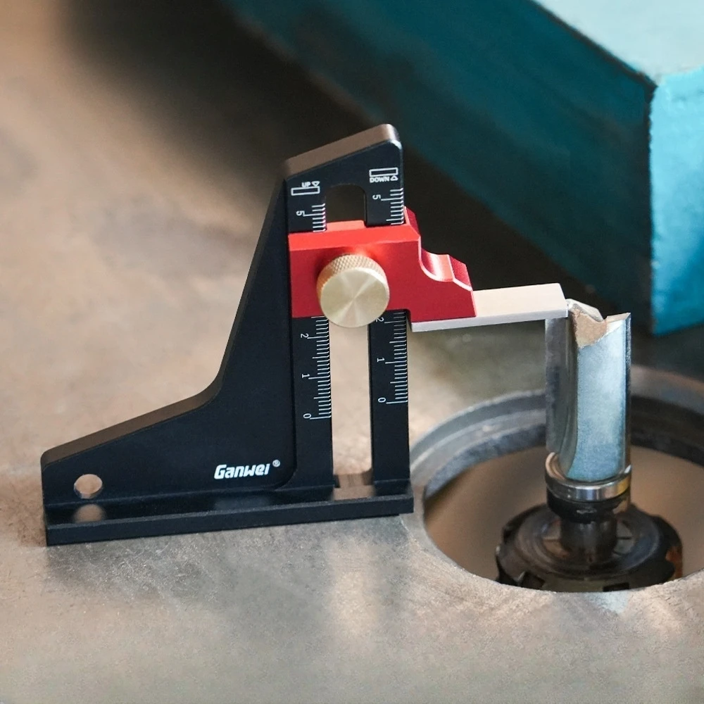 Medidor de altura para carpinter&iacute;a - Medidor de profundidad de aleaci&oacute;n de aluminio - Herramienta de medici&oacute;n ajustable para mesa de sierra de banco de trabajo y mesas de enrutador