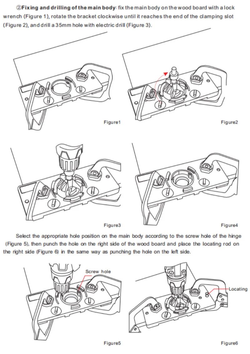 JIGHOLE-Kit de plantilla de bisagra oculta de 35mm, herramientas de carpinter&iacute;a adecuadas para instalaci&oacute;n de bisagras de puerta de armario con marco frontal