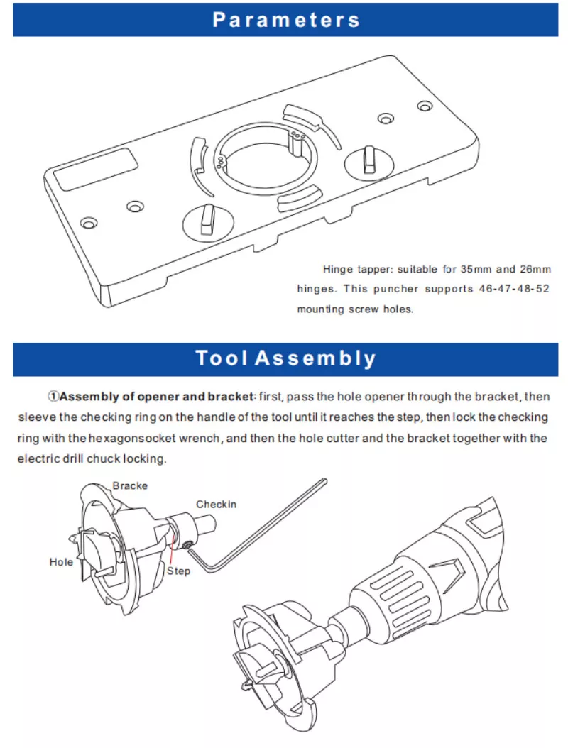 JIGHOLE-Kit de plantilla de bisagra oculta de 35mm, herramientas de carpinter&iacute;a adecuadas para instalaci&oacute;n de bisagras de puerta de armario con marco frontal