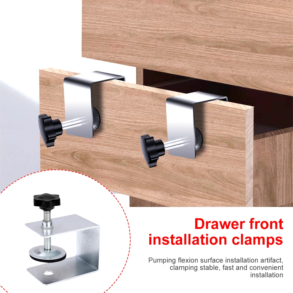 2 uds., herramienta para gabinete de carpinter&iacute;a, accesorios para muebles del hogar, abrazaderas de instalaci&oacute;n frontal de caj&oacute;n de acero, Clips para Panel de caj&oacute;n, herramienta de mano