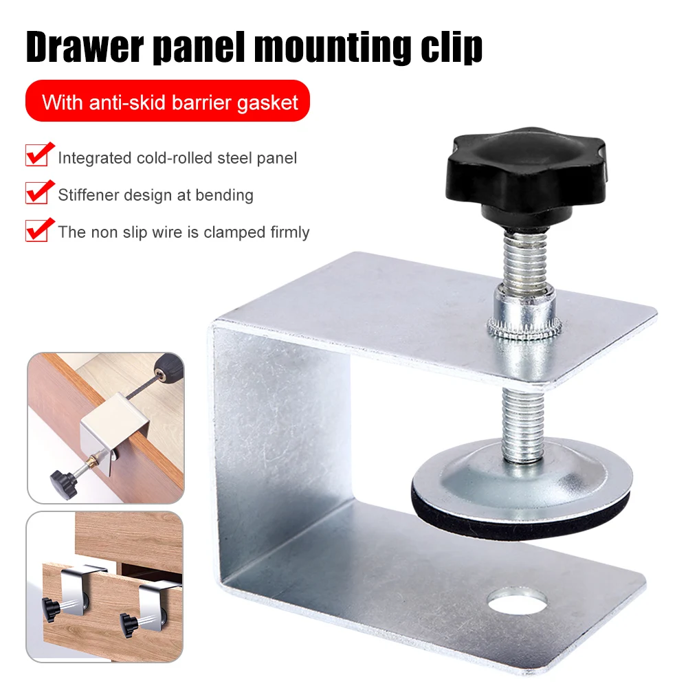 2 uds., herramienta para gabinete de carpinter&iacute;a, accesorios para muebles del hogar, abrazaderas de instalaci&oacute;n frontal de caj&oacute;n de acero, Clips para Panel de caj&oacute;n, herramienta de mano
