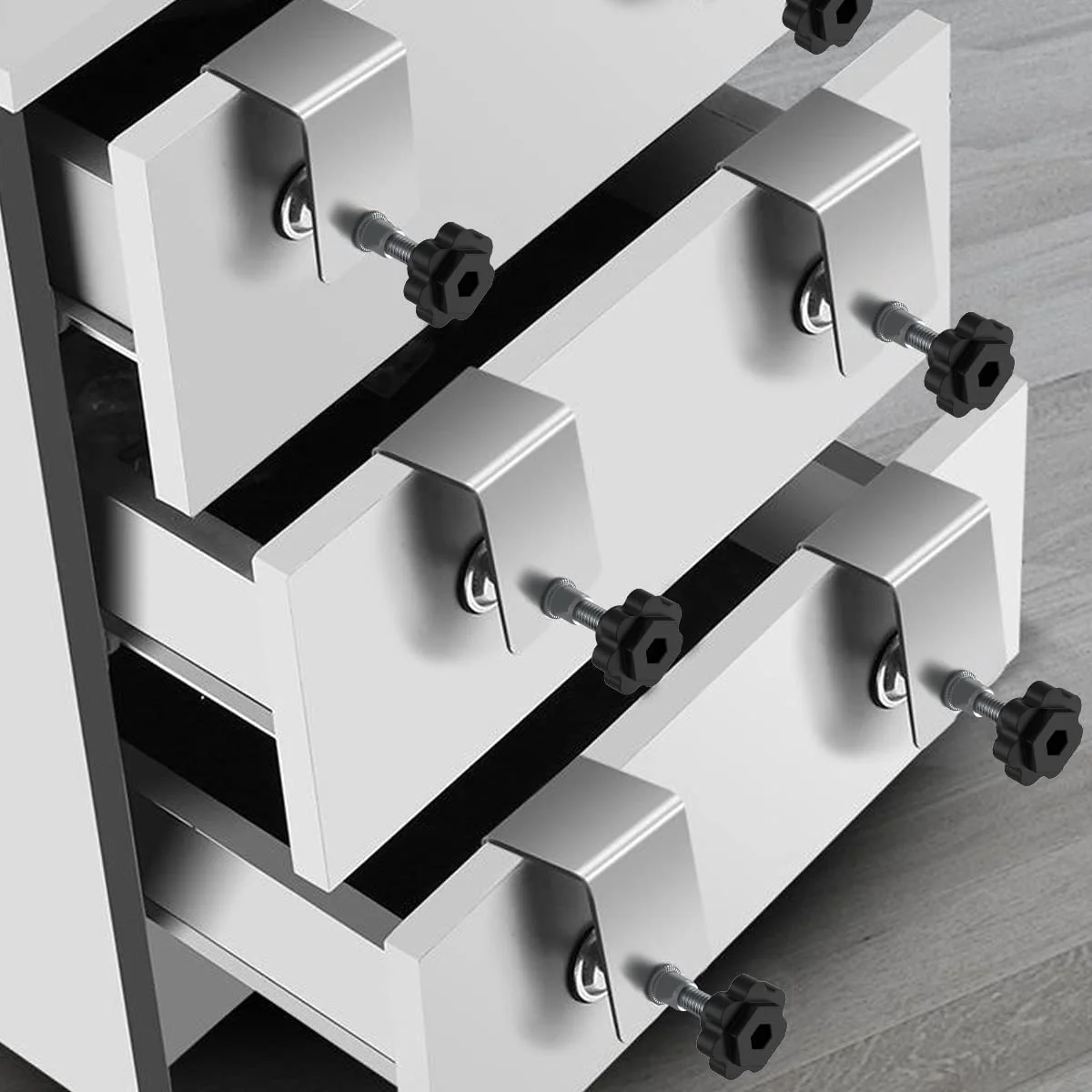 2 uds., herramienta para gabinete de carpinter&iacute;a, accesorios para muebles del hogar, abrazaderas de instalaci&oacute;n frontal de caj&oacute;n de acero, Clips para Panel de caj&oacute;n, herramienta de mano