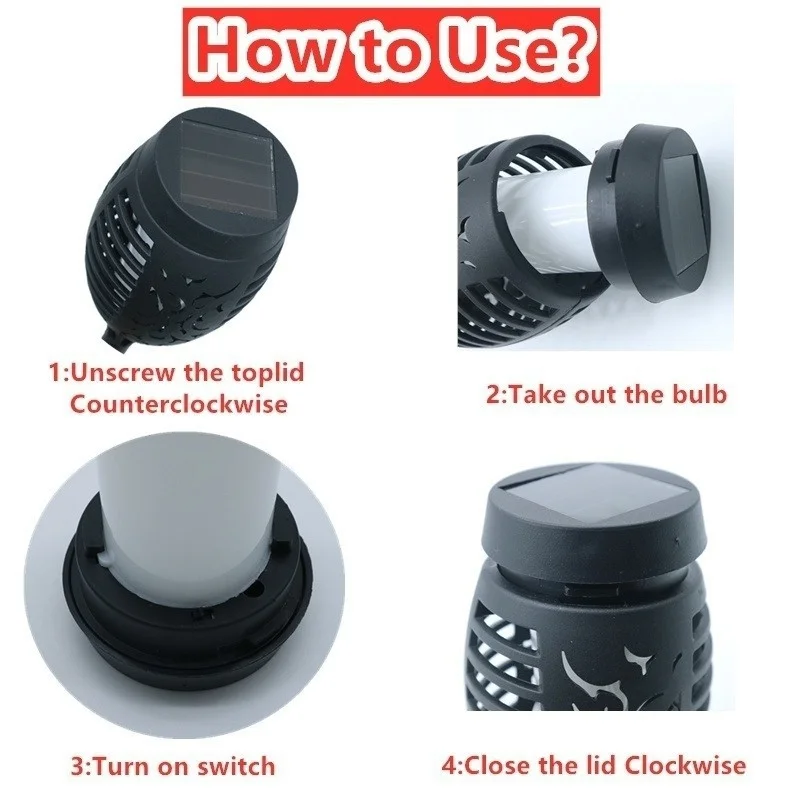 1/2/4/6/8/10 Uds. Luces de antorcha de llama Solar luz parpadeante decoraci&oacute;n de jard&iacute;n impermeable camino de c&eacute;sped al aire libre Patio l&aacute;mparas de suelo