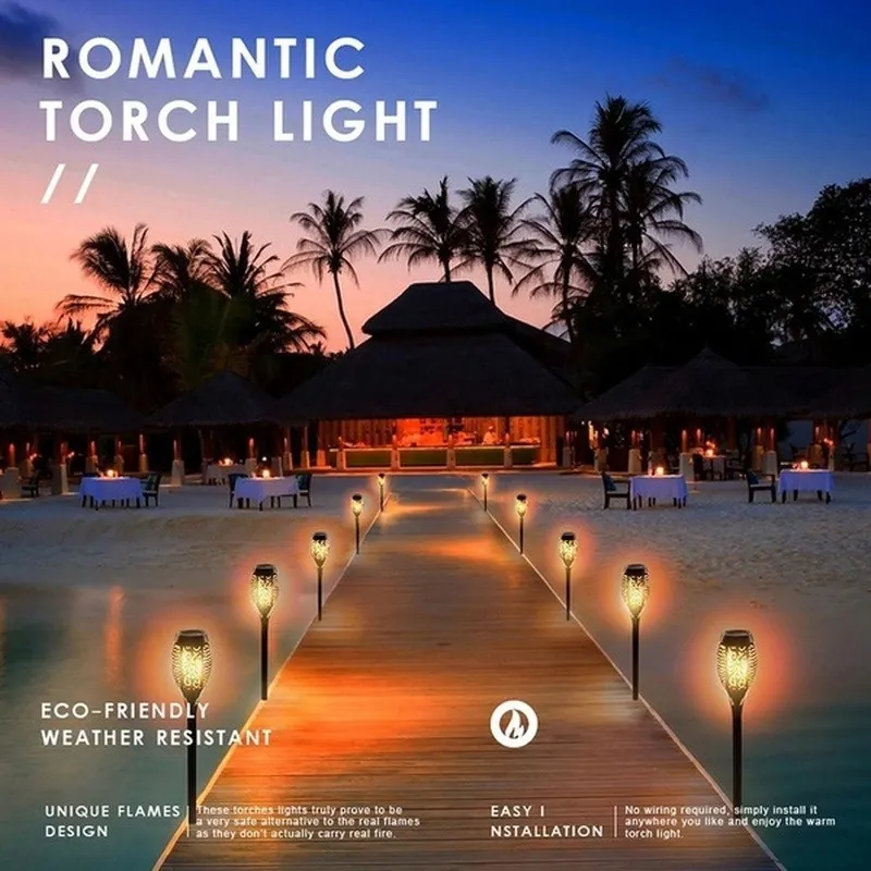 1/2/4/6/8/10 Uds. Luces de antorcha de llama Solar luz parpadeante decoraci&oacute;n de jard&iacute;n impermeable camino de c&eacute;sped al aire libre Patio l&aacute;mparas de suelo