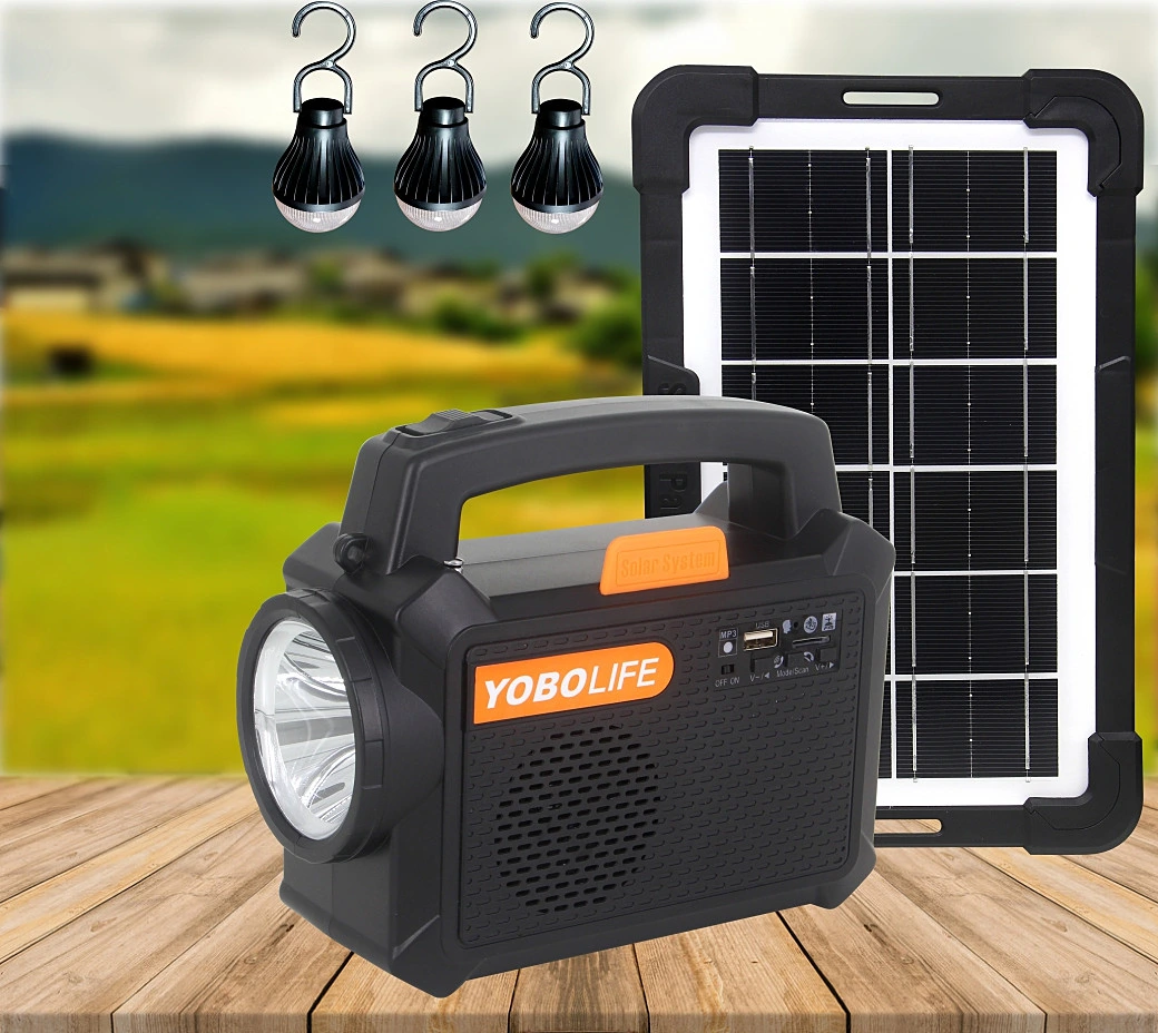 Luz Solar port&aacute;til para exteriores, iluminaci&oacute;n interior del hogar, sistema de energ&iacute;a de montaje Solar multifunci&oacute;n m&oacute;vil con Radio FM/MP3