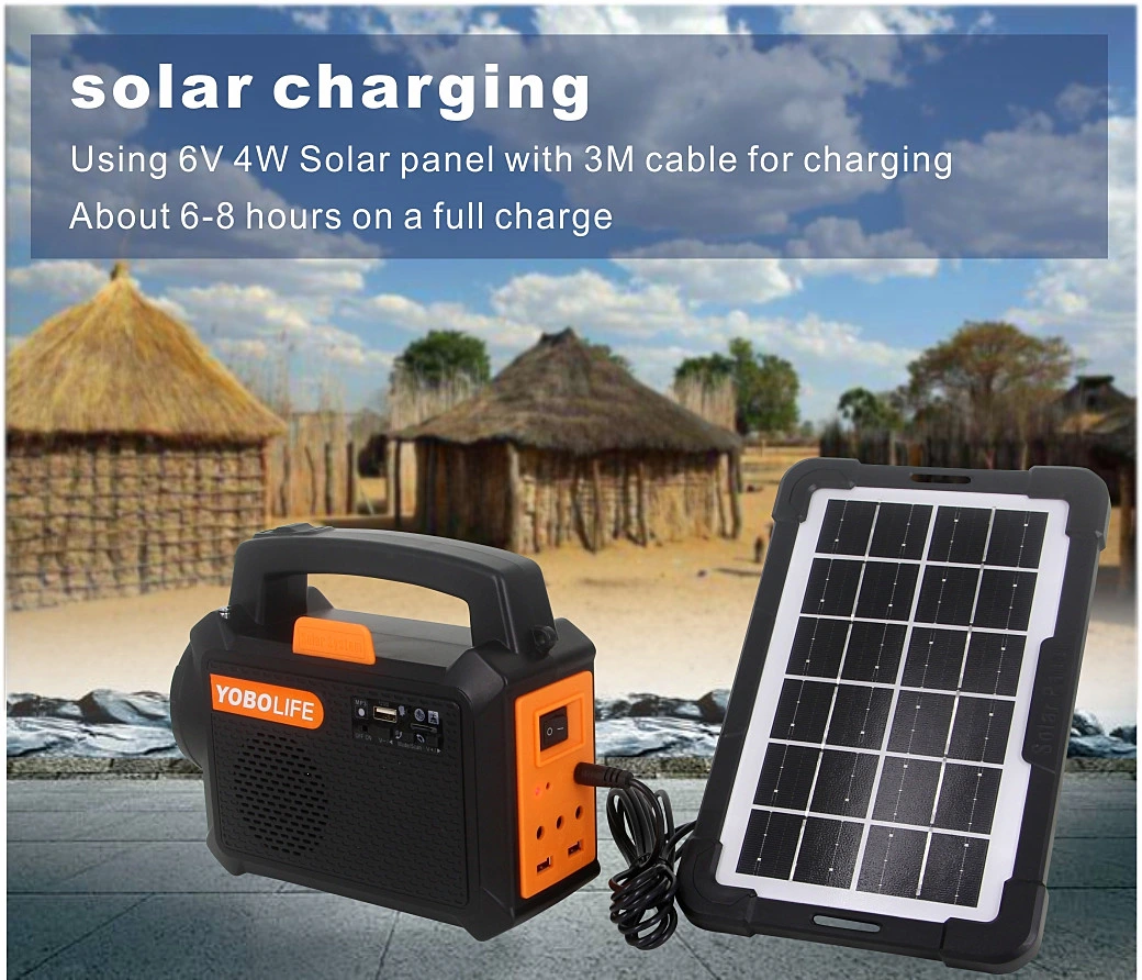 Luz Solar port&aacute;til para exteriores, iluminaci&oacute;n interior del hogar, sistema de energ&iacute;a de montaje Solar multifunci&oacute;n m&oacute;vil con Radio FM/MP3