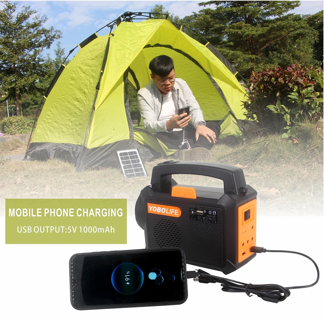 Luz Solar port&aacute;til para exteriores, iluminaci&oacute;n interior del hogar, sistema de energ&iacute;a de montaje Solar multifunci&oacute;n m&oacute;vil con Radio FM/MP3