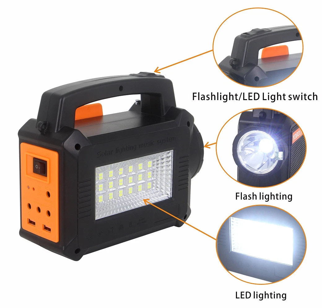 Luz Solar port&aacute;til para exteriores, iluminaci&oacute;n interior del hogar, sistema de energ&iacute;a de montaje Solar multifunci&oacute;n m&oacute;vil con Radio FM/MP3