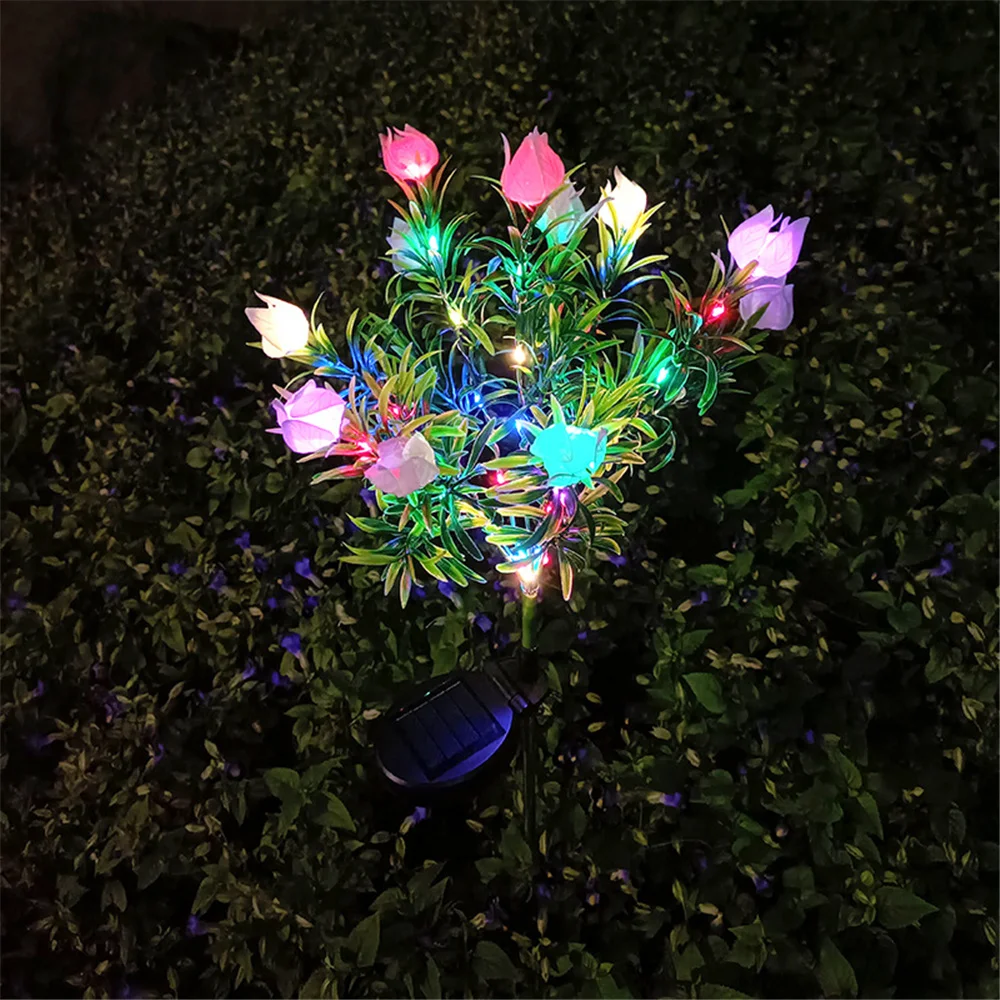 Luz Solar de jard&iacute;n, 42LED, &aacute;rbol Artificial, flor, Gardenia, exterior, impermeable, paisaje, camino, patio trasero, l&aacute;mpara Solar, 1 ud.