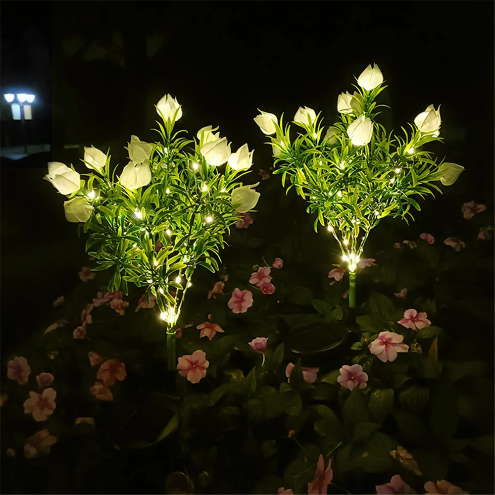 Luz Solar de jard&iacute;n, 42LED, &aacute;rbol Artificial, flor, Gardenia, exterior, impermeable, paisaje, camino, patio trasero, l&aacute;mpara Solar, 1 ud.