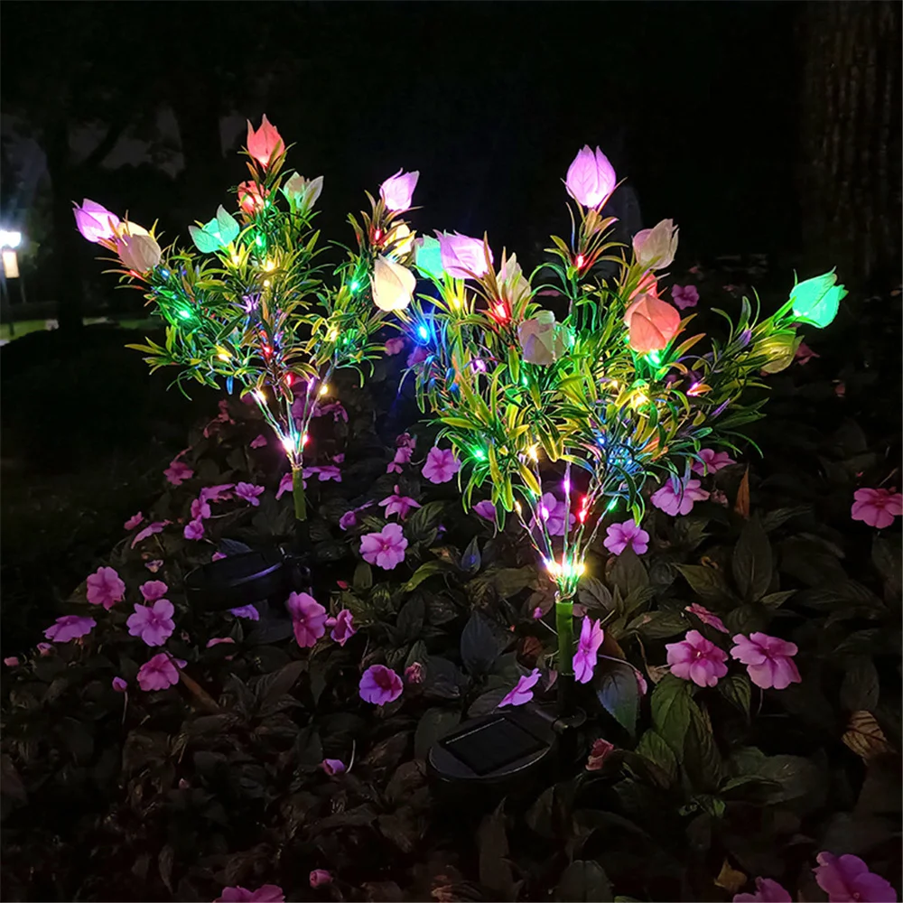 Luz Solar de jard&iacute;n, 42LED, &aacute;rbol Artificial, flor, Gardenia, exterior, impermeable, paisaje, camino, patio trasero, l&aacute;mpara Solar, 1 ud.