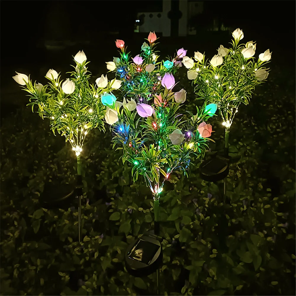 Luz Solar de jard&iacute;n, 42LED, &aacute;rbol Artificial, flor, Gardenia, exterior, impermeable, paisaje, camino, patio trasero, l&aacute;mpara Solar, 1 ud.