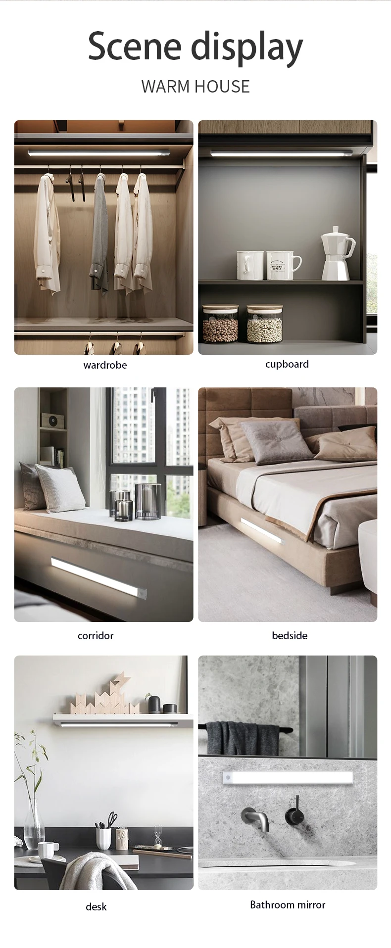 PZSUNLY-Luz LED con Sensor de movimiento para debajo del armario, iluminaci&oacute;n ultrafina para cocina, armario, dormitorio, 20/30/40/50CM