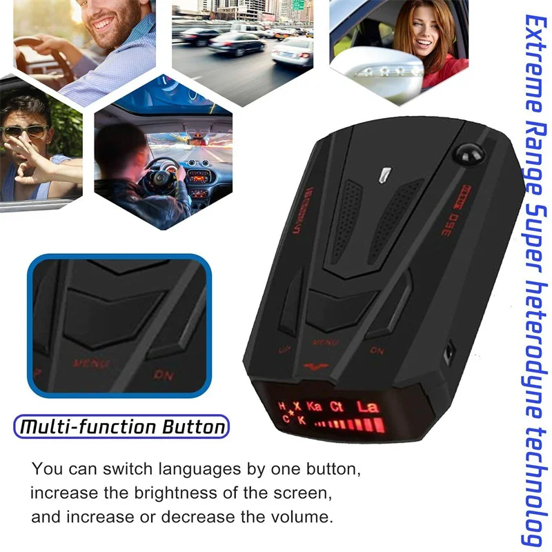 Detector de Radar l&aacute;ser para coche, sistema de alarma de velocidad para veh&iacute;culo, con instrucci&oacute;n de voz, Detector electr&oacute;nico de perros, 12v