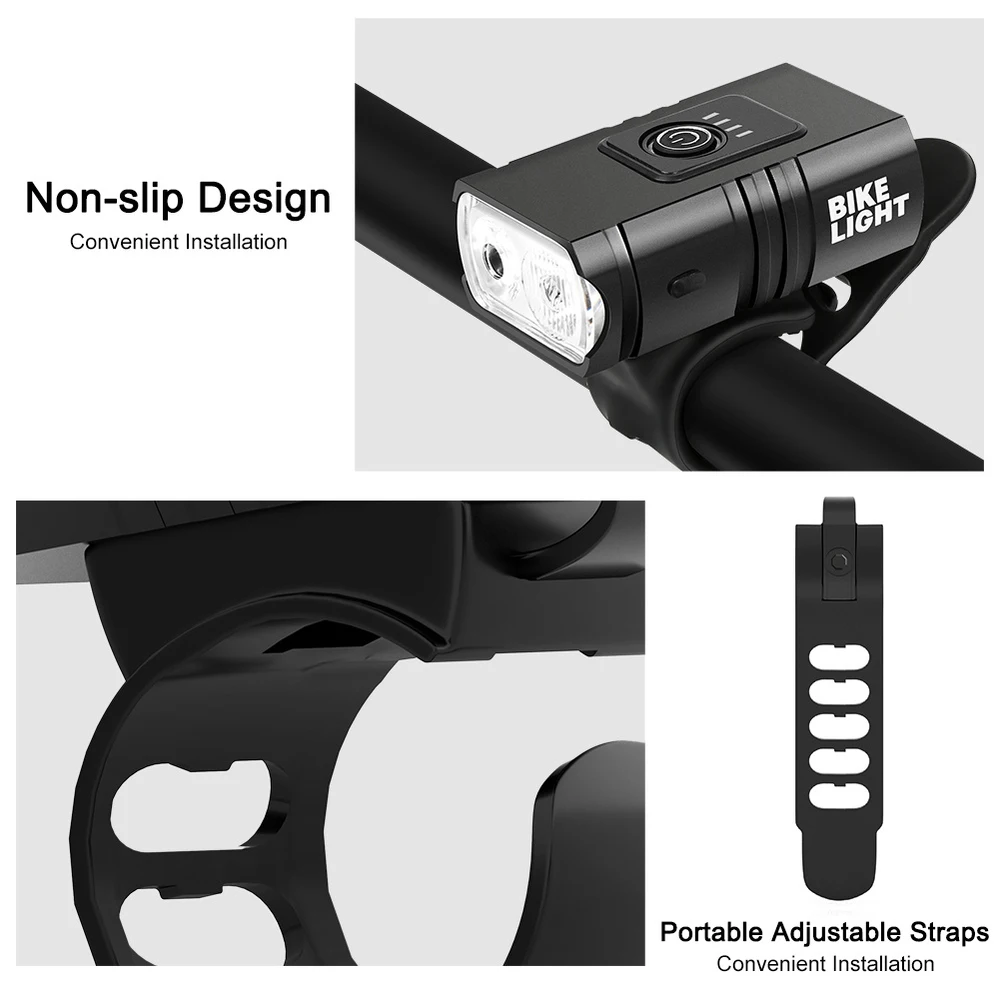 Luz delantera para bicicleta, pantalla de energ&iacute;a recargable por USB, luz Led para bicicleta, resistente al agua, linterna, accesorios para ciclismo