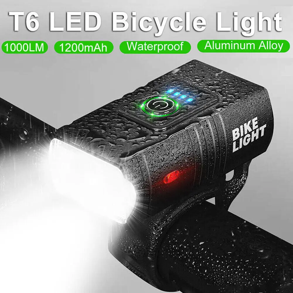 Luz delantera para bicicleta, pantalla de energ&iacute;a recargable por USB, luz Led para bicicleta, resistente al agua, linterna, accesorios para ciclismo