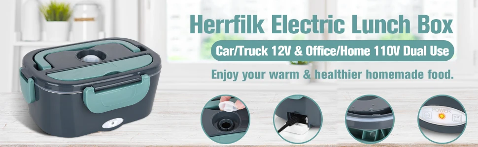 Fiambrera el&eacute;ctrica de 1,5 L y 60W, calentador de alimentos port&aacute;til para coche o hogar, a prueba de fugas, calefacci&oacute;n para el almuerzo, microondas para camioneros