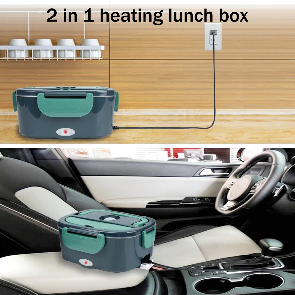 Fiambrera eléctrica de 1,5 L y 60W, calentador de alimentos portátil para coche o hogar, a prueba de fugas, calefacción para el almuerzo, microondas para camioneros Fiambrera eléctrica de 1,5 L y 60W, calentador de alimentos portátil para coche o hogar, a prueba de fugas, calefacción para el almuerzo, microondas para camioneros