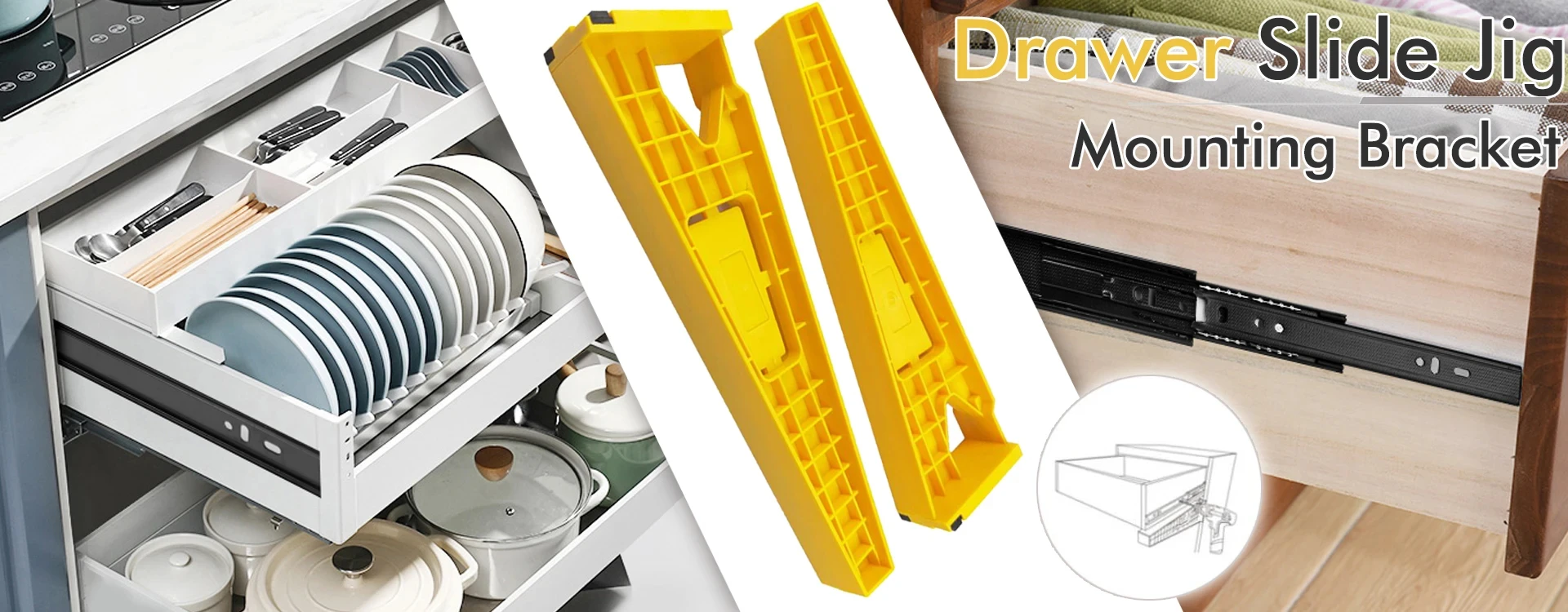 Plantilla de instalaci&oacute;n de pista de caj&oacute;n, soporte de posicionamiento auxiliar, Alicates de bloqueo, plantilla deslizante de caj&oacute;n, herramientas de carpinter&iacute;a de armario de montaje