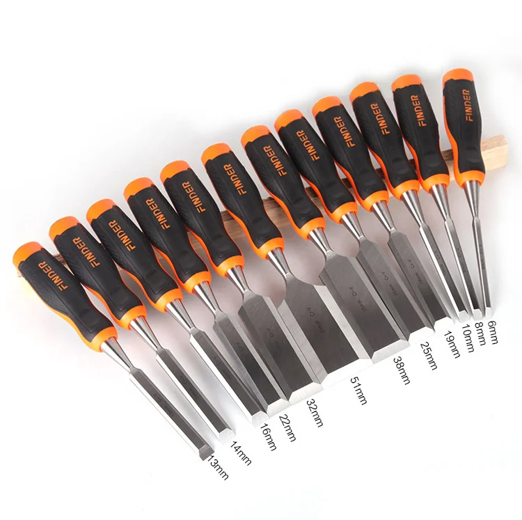 Cincel plano para carpinter&iacute;a, mango de fibra de pl&aacute;stico TPR, herramientas de carpinter&iacute;a, cuchillo de tallado plano, 1 unidad