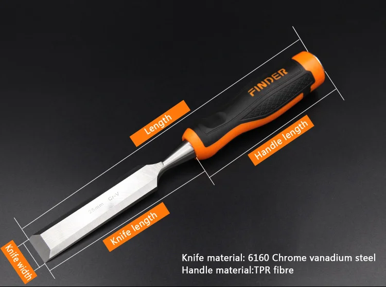 Cincel plano para carpinter&iacute;a, mango de fibra de pl&aacute;stico TPR, herramientas de carpinter&iacute;a, cuchillo de tallado plano, 1 unidad
