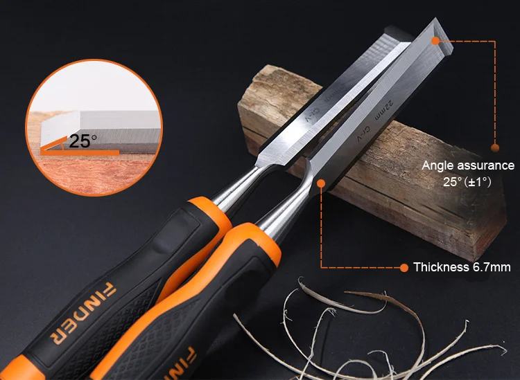 Cincel plano para carpinter&iacute;a, mango de fibra de pl&aacute;stico TPR, herramientas de carpinter&iacute;a, cuchillo de tallado plano, 1 unidad