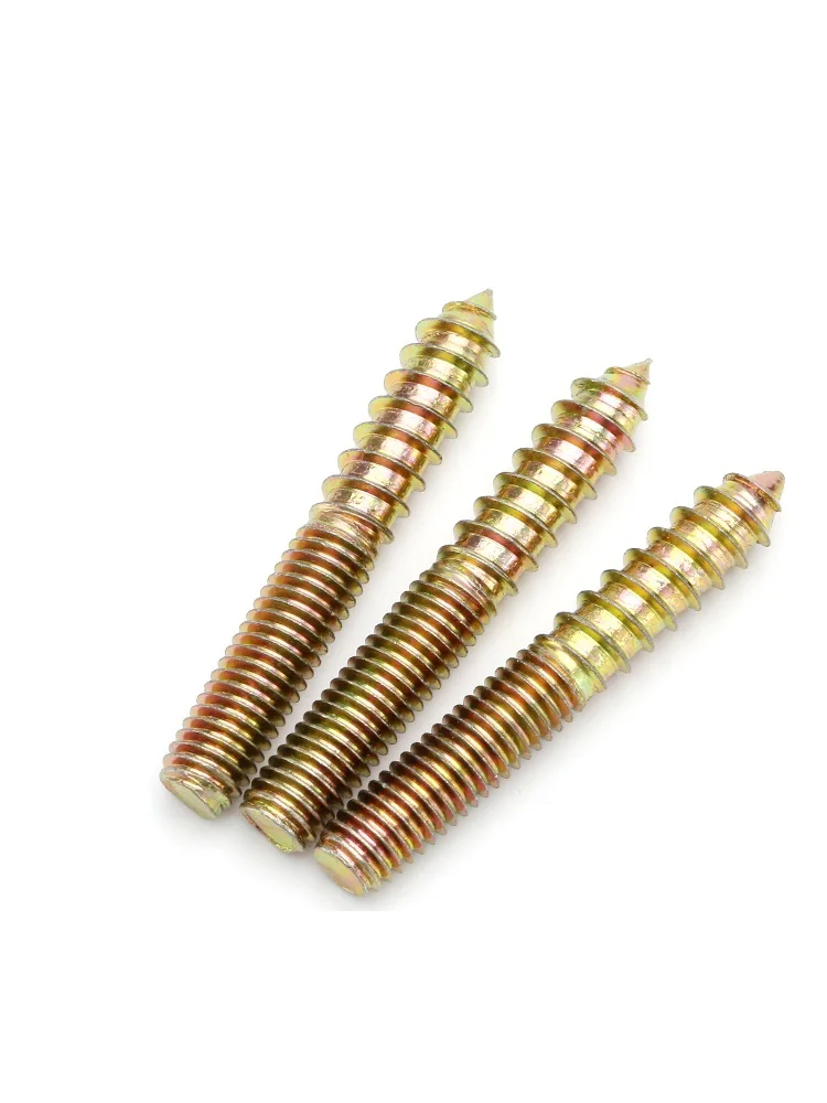 Tornillo autorroscante de doble cabeza para muebles, Perno de rosca de cola puntiaguda, doble extremo, Color Zinc, M6, M8