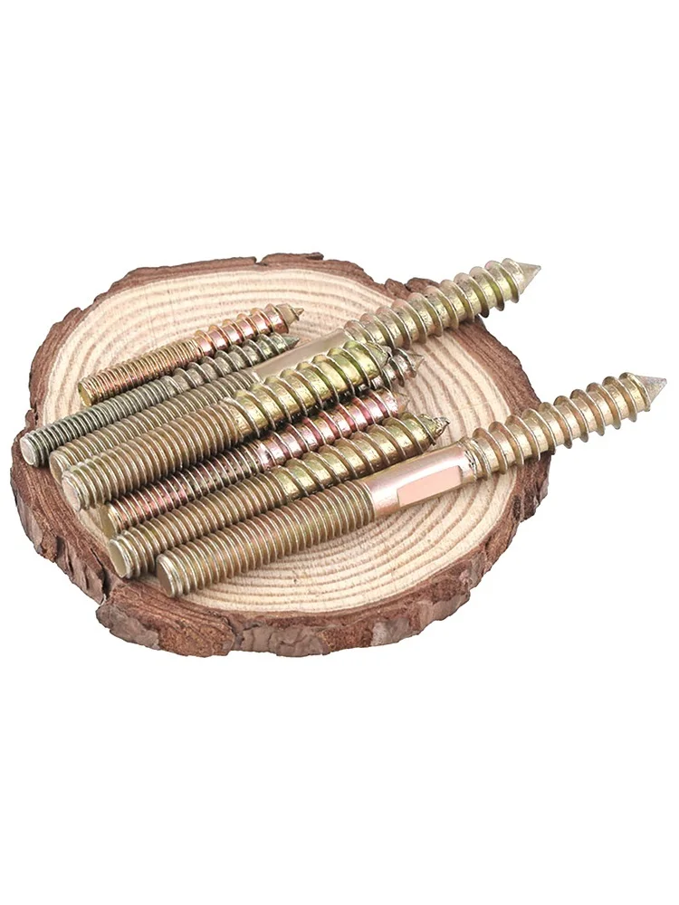 Tornillo autorroscante de doble cabeza para muebles, Perno de rosca de cola puntiaguda, doble extremo, Color Zinc, M6, M8