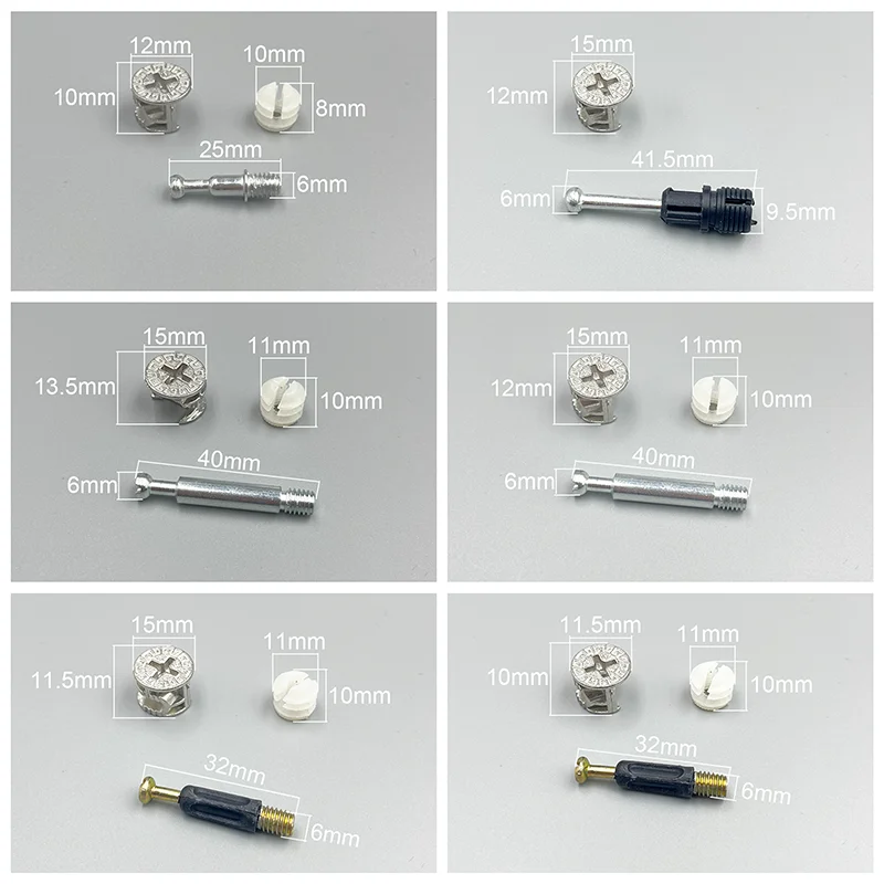 Juego de herrajes de conexi&oacute;n para muebles, tornillo de leva, tuerca de rueda exc&eacute;ntrica, tuerca de bloqueo de leva de armario, gabinete de empalme, engrosamiento de 20 piezas, 3 en 1