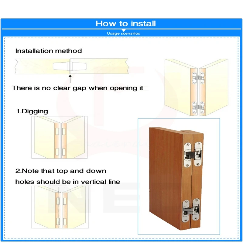 Bisagras invisibles de cierre silencioso, bisagra cruzada oculta, puerta de armario, cajas de madera para muebles plegables, 2 piezas, 12x43MM
