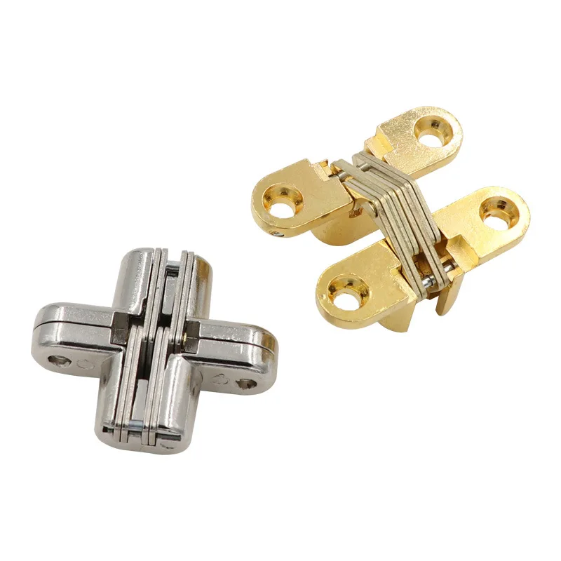 Bisagras invisibles de cierre silencioso, bisagra cruzada oculta, puerta de armario, cajas de madera para muebles plegables, 2 piezas, 12x43MM