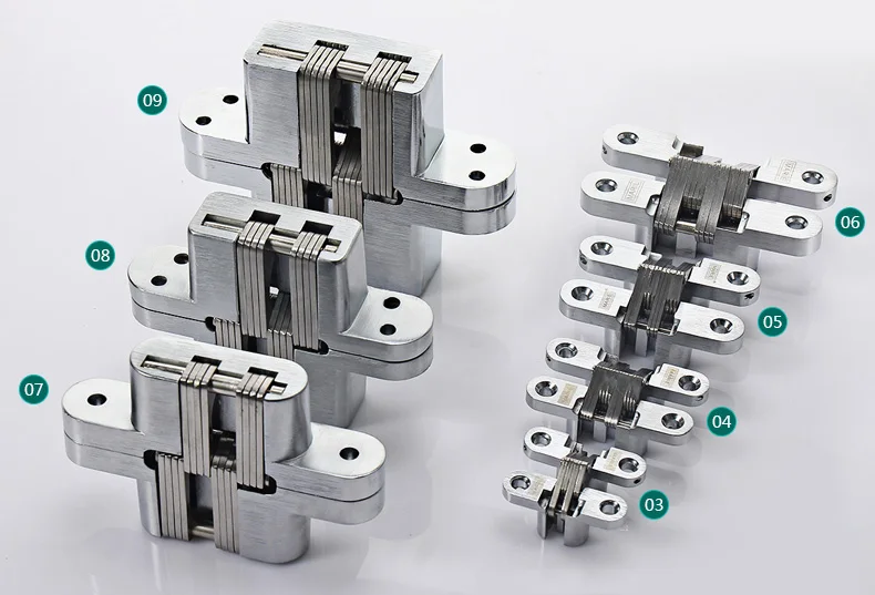 Bisagra de puerta oculta, bisagras invisibles de acero inoxidable, caja de madera de barril oculto, plegable de 180 grados, bisagra de puerta incorporada de alta resistencia