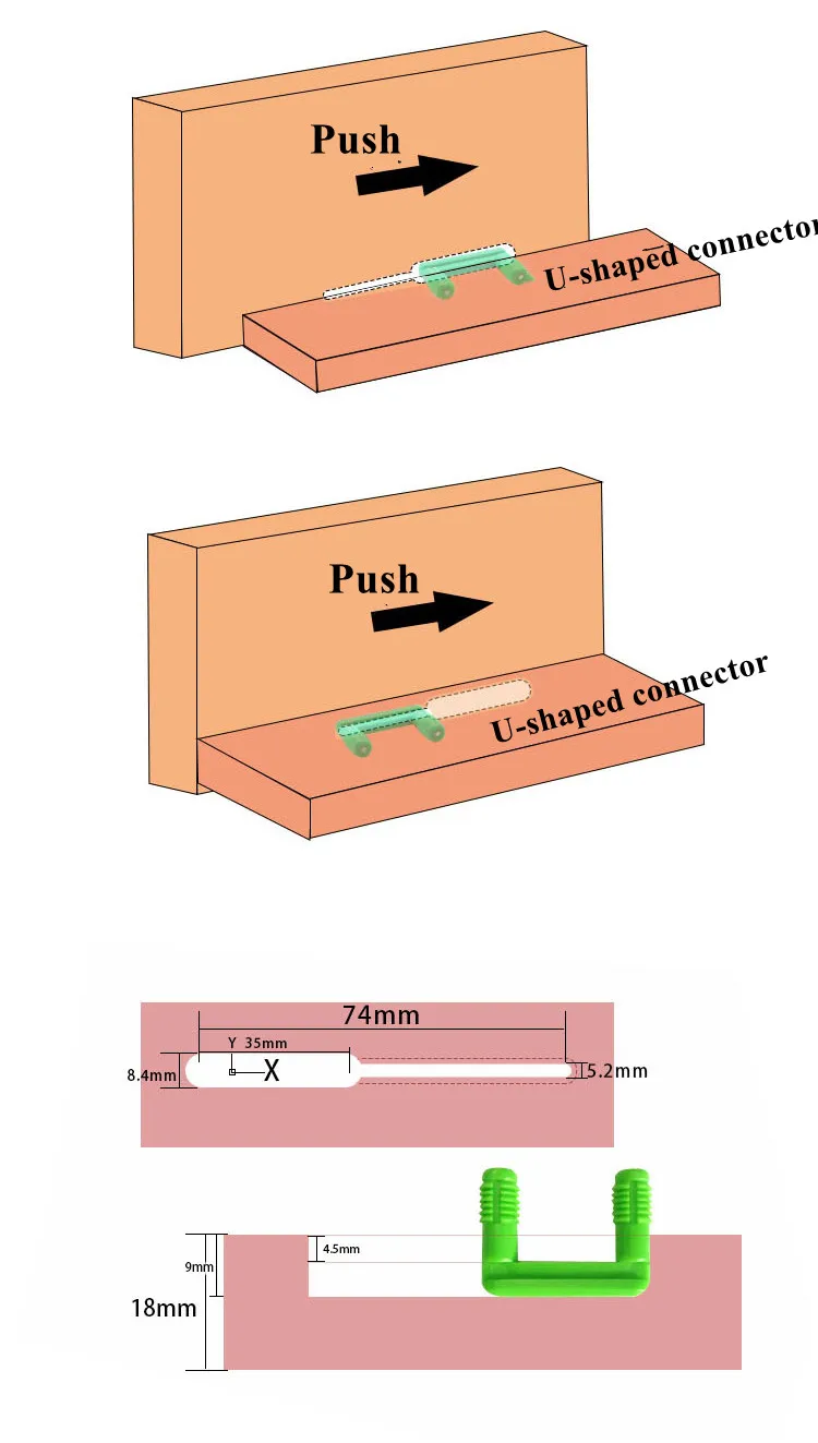 Conector de placa de madera en forma de U, cierre de hebilla de bisagra de gabinete fijo, Invisible, pl&aacute;stico, &aacute;ngulo recto, Hardware de sujeci&oacute;n de muebles, 10 piezas