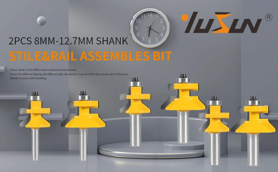 YUSUN-Conjunto de 2 piezas para herramientas de madera, brocas de fresado para carpinter&iacute;a, Stile & Rail