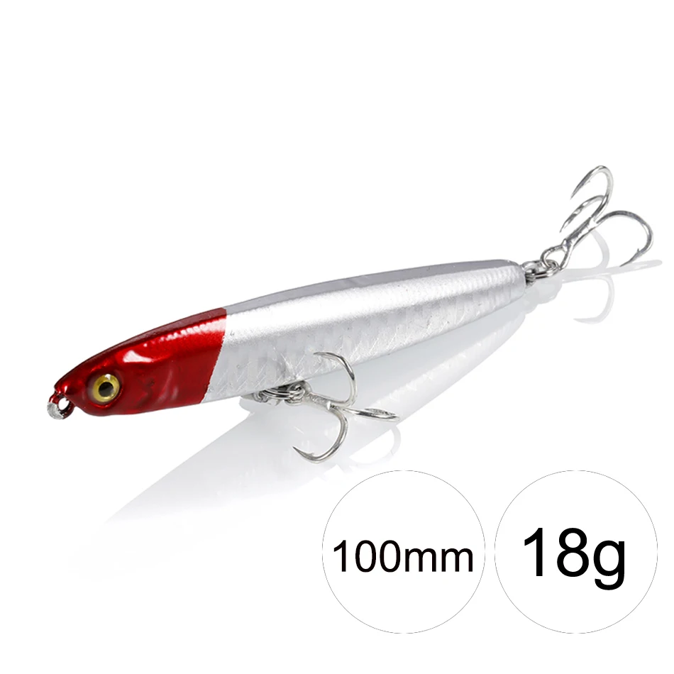 paseantes de superficie pesca Se&ntilde;uelo de pesca de pececillo que se hunde, 1 unidad, 10-24g, cebo duro para curric&aacute;n de lubina, anzuelos triples de buceo, aparejos de pesca