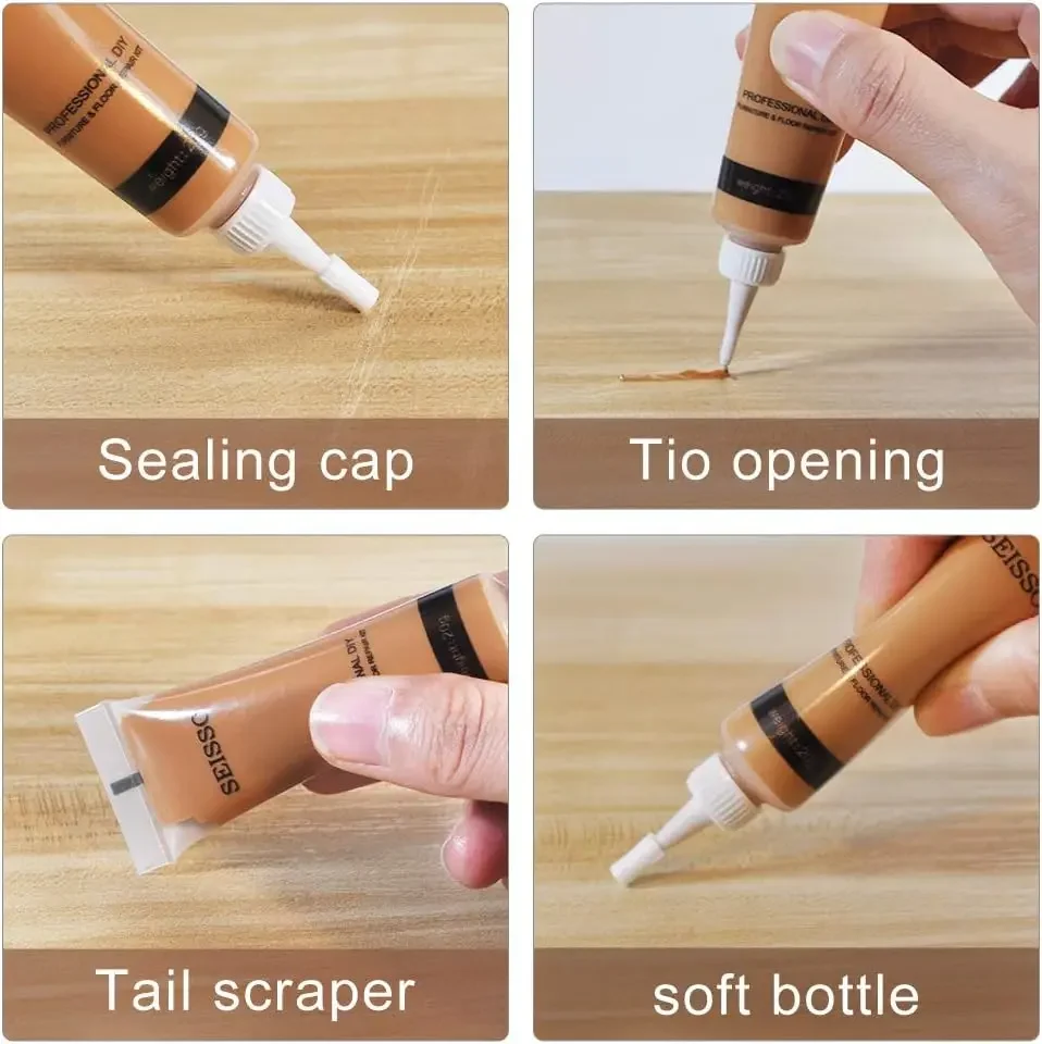 Pasta reparadora de pintura para madera de 12 colores, pasta reparadora de agujeros y rayones para pisos de gabinetes y armarios, relleno de rayones para muebles de madera